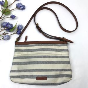 Fossil Canvas Textile Striped Crossbody Bag Purse Boho Festival